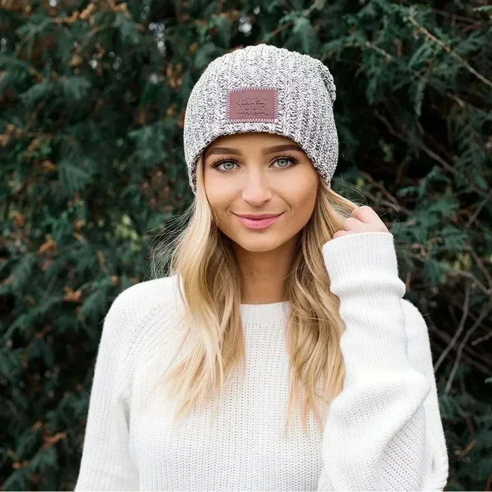 Love Your Melon Marbled Gray Winter Beanie Hat Womens Snow Hat One Size